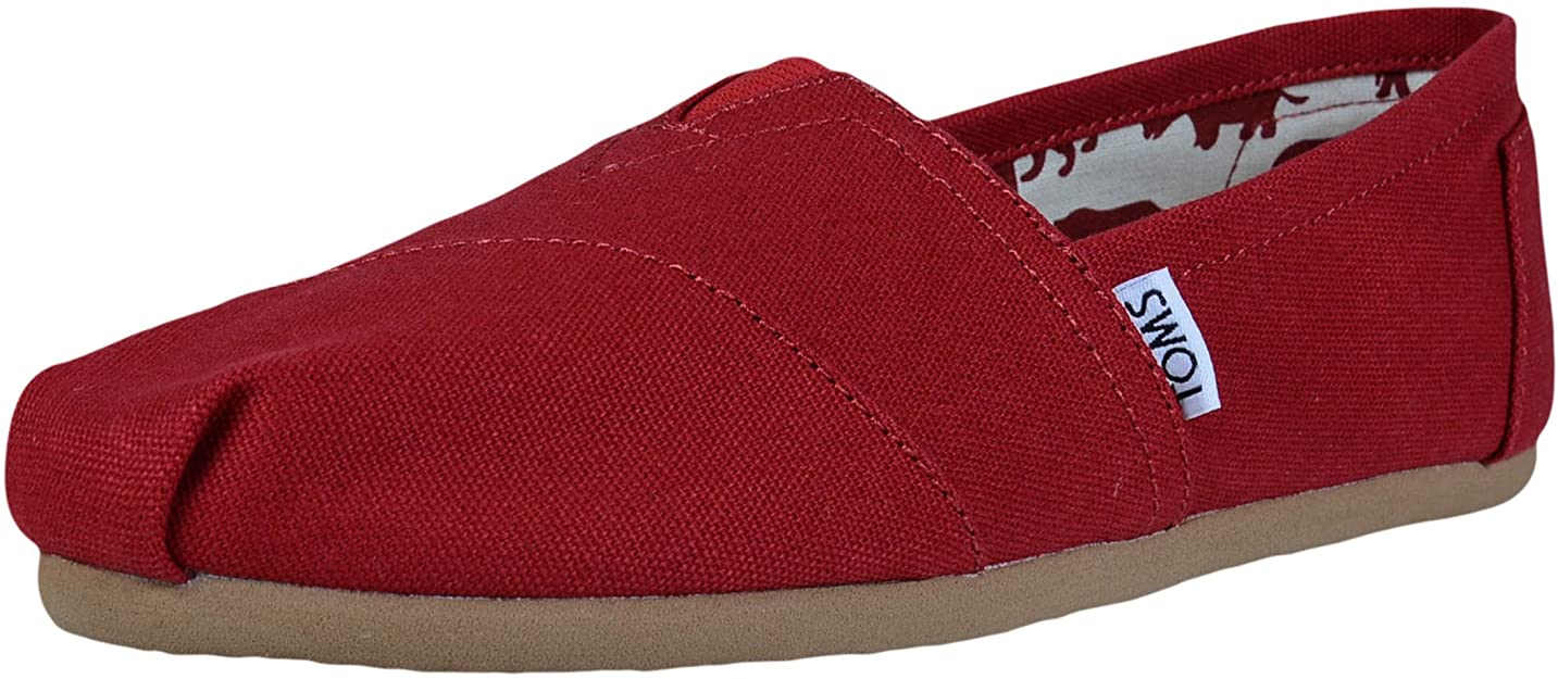 TOMS Womens Classic Core Alpargata Canvas Slip-On Flats Shoes - Red - 10