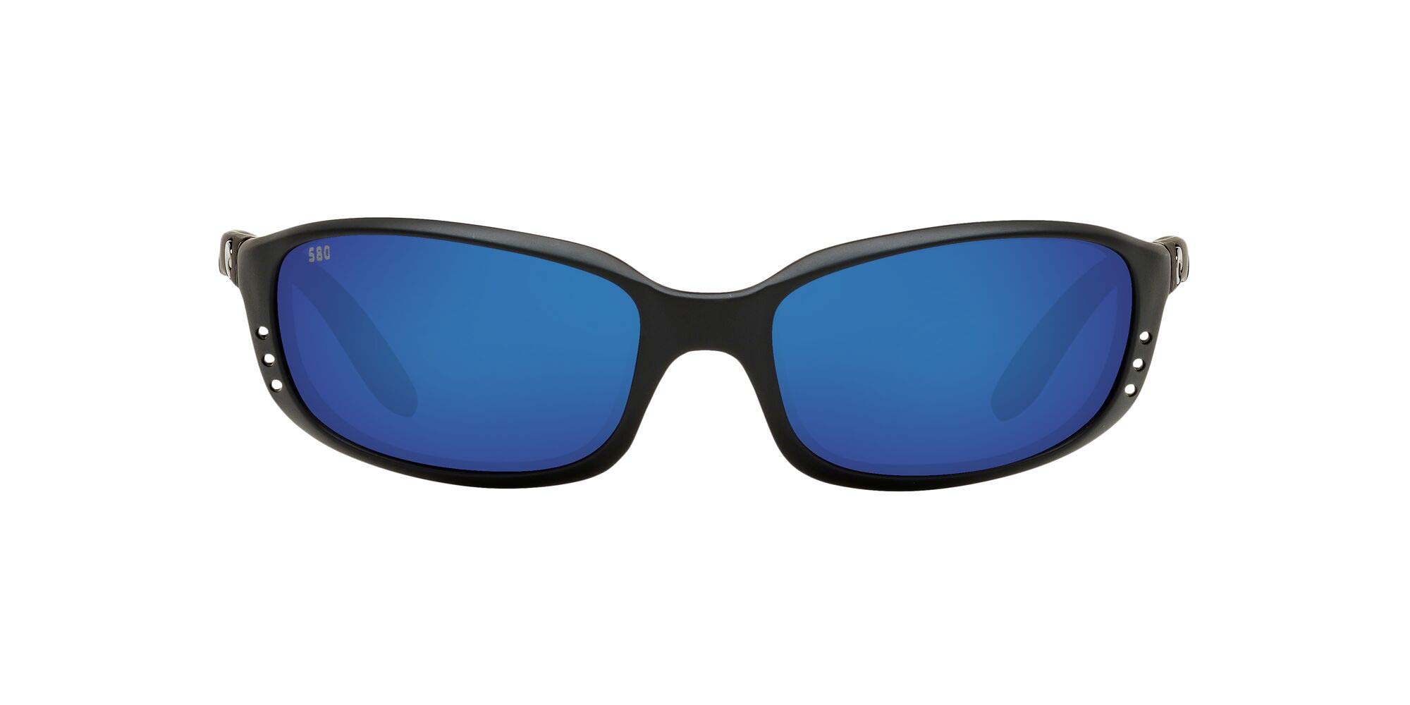 Costa Del Mar Mens Brine Polarized Oval Sunglasses - Matte Black/Blue Mirror - 59 mm
