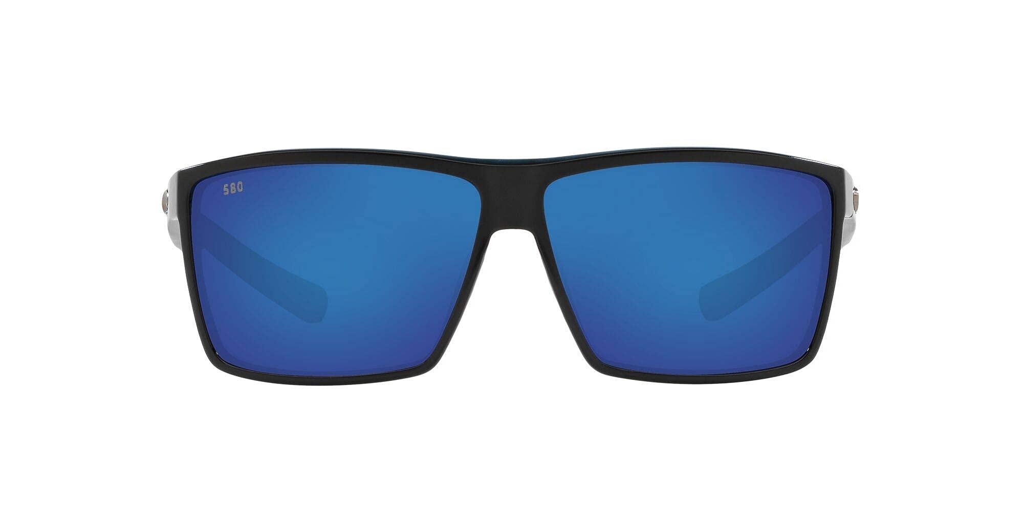 Costa Del Mar Mens Rincon Polarized Rectangular Sunglasses - Shiny Black/Blue Mirror - 63 mm