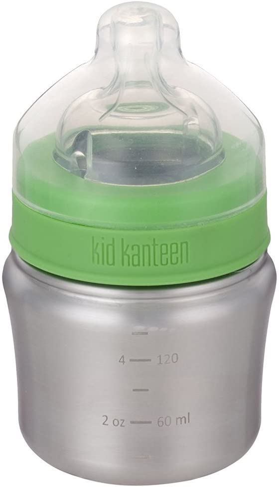Klean Kanteen Kid Kanteen Wide Mouth Single Wall Stainless Steel Baby Bottle with Dust Cover - Stainless