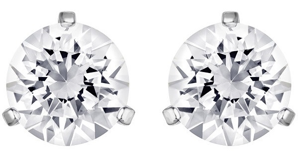 Swarovski Solitaire Pierced Earrings - White - Rhodium Plating - 1800046