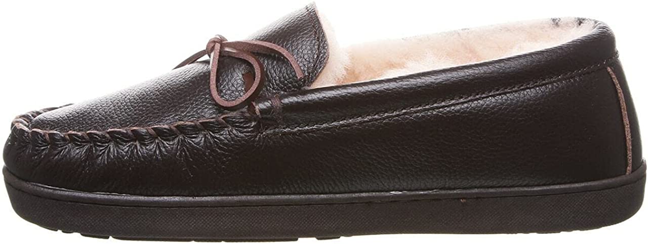 BEARPAW Mens Mach IV Wide Leather Slippers - Chocolate - 9