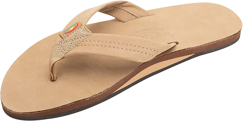 Rainbow Mens Single Layer Premier Leather with Arch Support Sandals - Sierra Brown - Medium