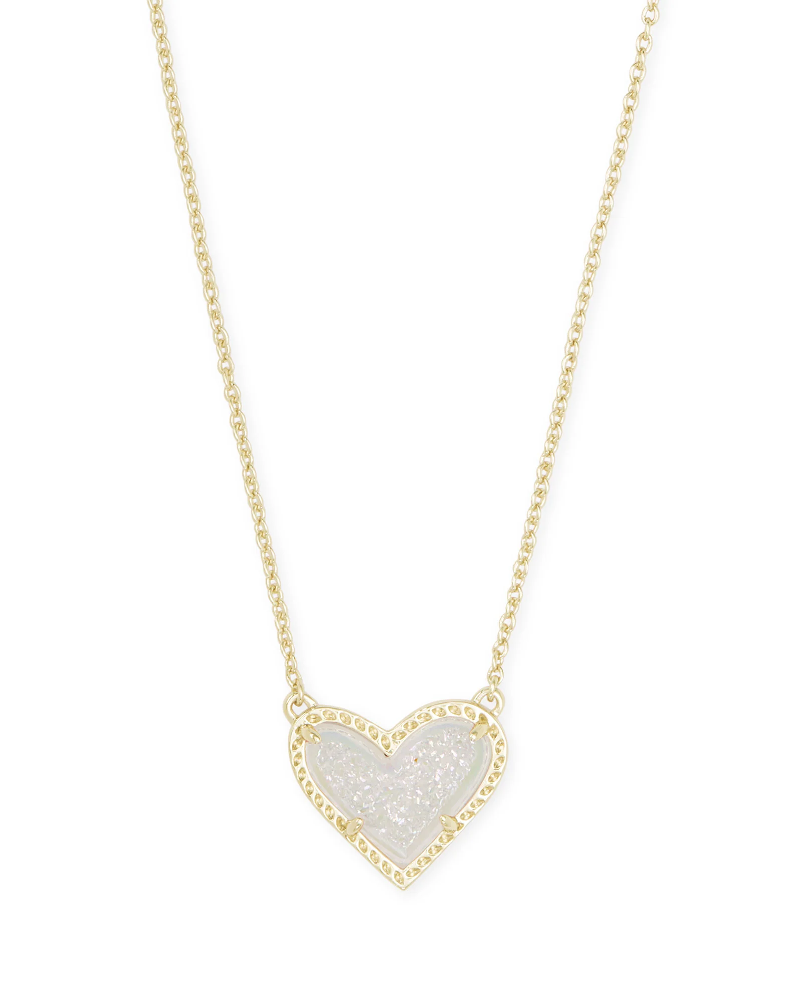 Kendra Scott Ari Heart Short Pendant Necklace Iridescent Drusy