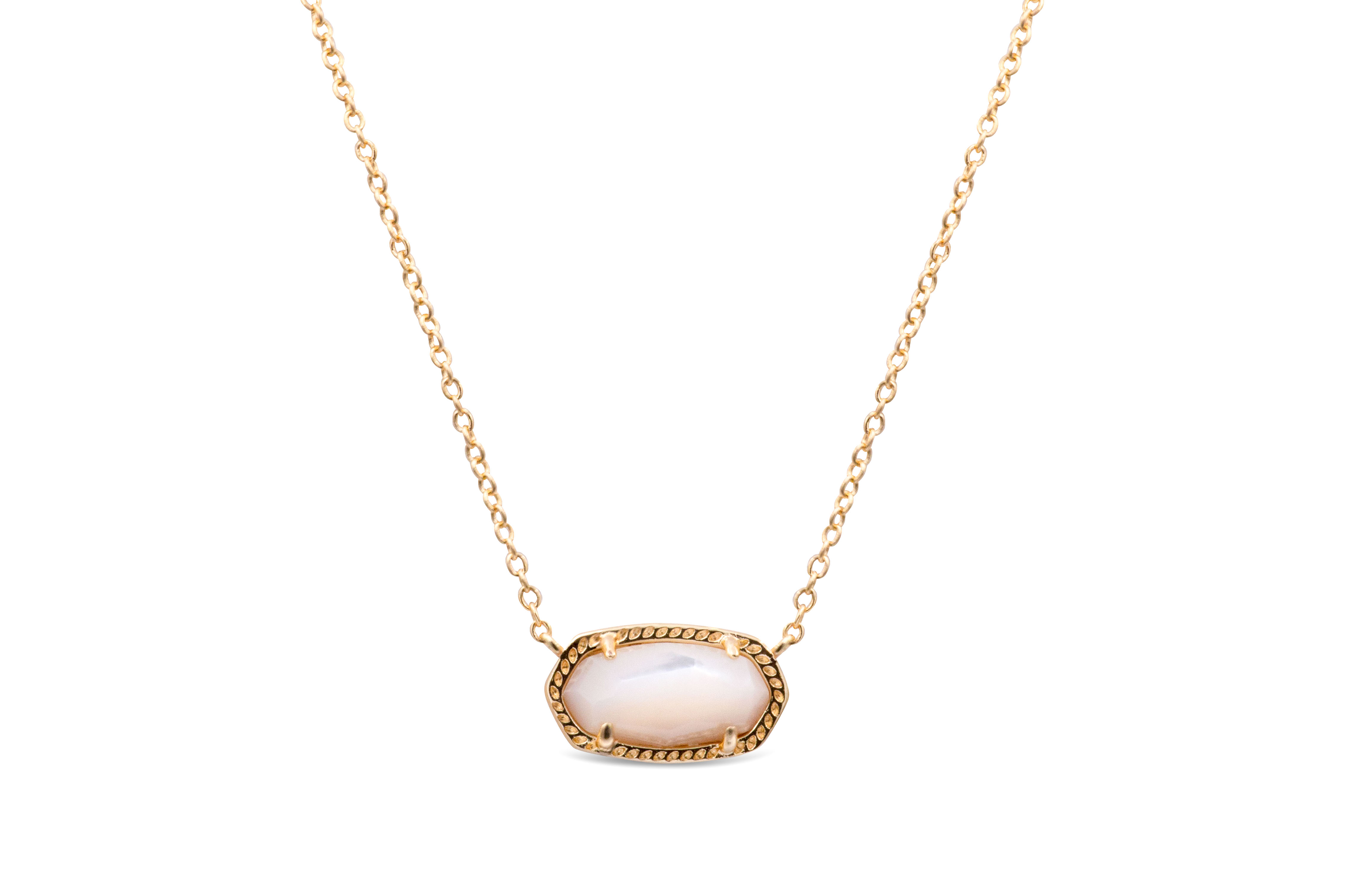 Kendra Scott Pearl Beaded Elisa Gold Pendant Necklace in Ivory Mother-of-Pearl