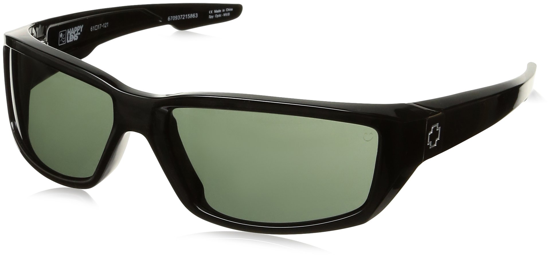 Spy Optic Mens Dirty Mo Rectangular Sunglasses - Black/Signature Happy Gray/Green - 59 mm
