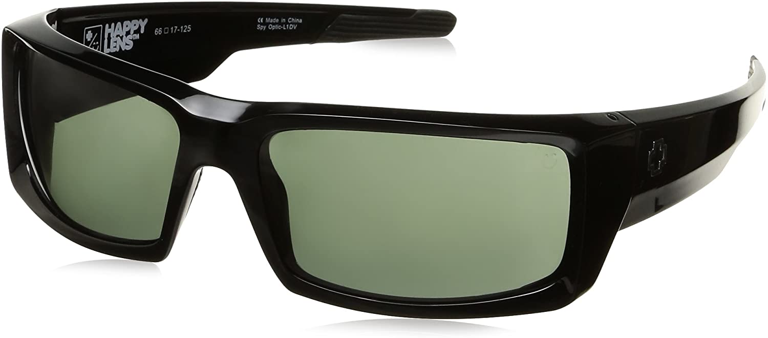 Spy Optic Mens General Rectangular Sunglasses - Black/Happy Gray/Green - 60 mm