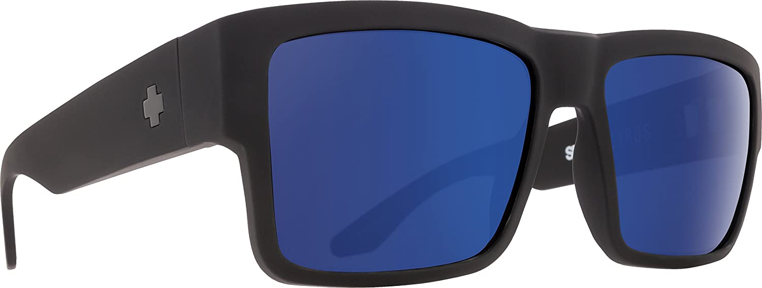 Spy Optic Cyrus Square Sunglasses - Soft Matte Black/Bronze With Light Blue Spectra - 58 mm