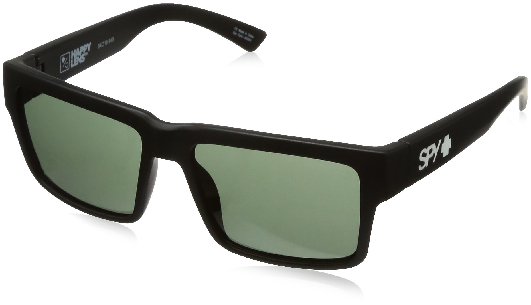 Spy Optic Montana Square Sunglasses - Soft Matte Black/Happy Gray/Green - 1.5 mm