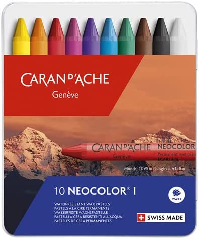 Caran DAche Neocolor I Water-Resistant Wax Pastels - 10 colors
