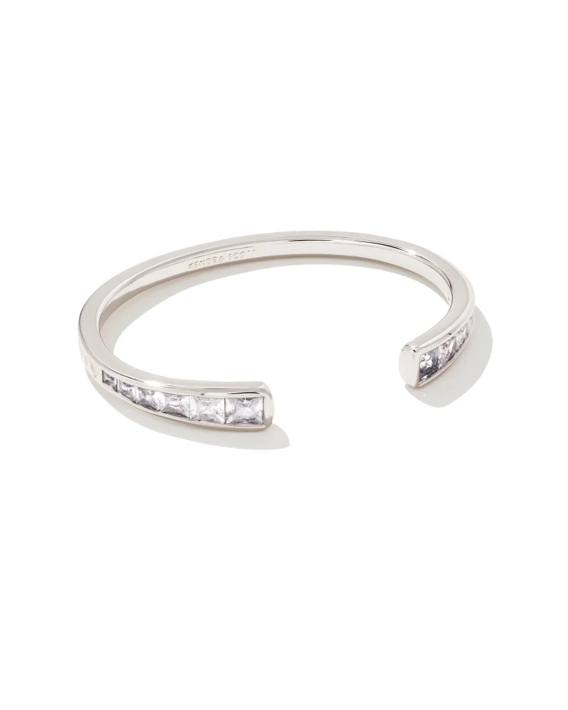 Kendra Scott Parker Silver Cuff Bracelet in White Crystal