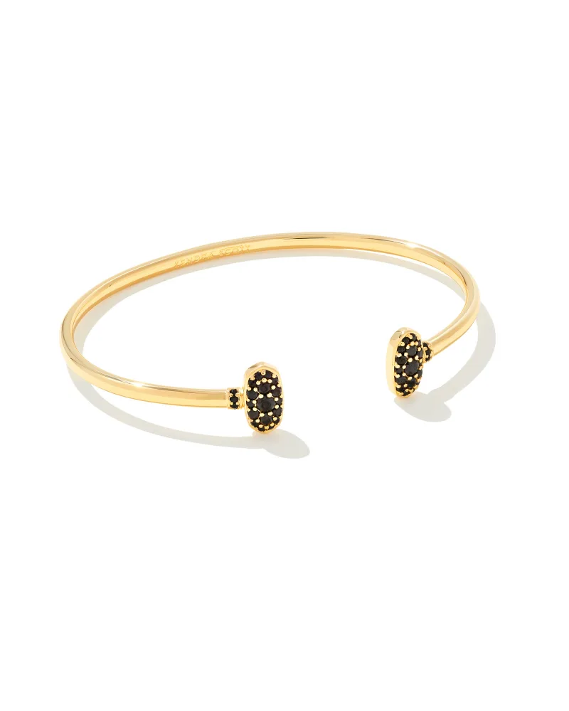 Kendra Scott Grayson Gold Crystal Cuff Bracelet in Black Spinel