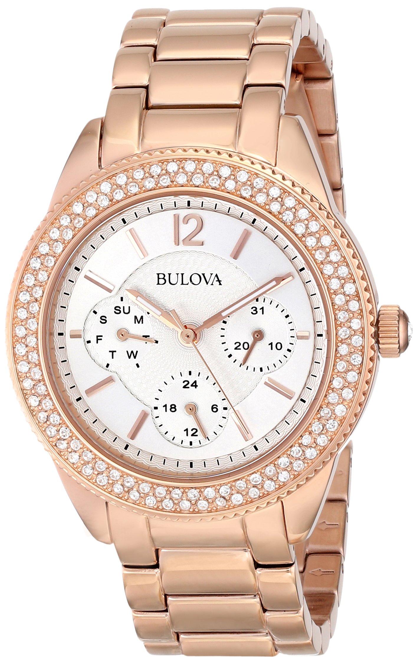 Bulova Swarovski Crystals Rose Gold-Tone Ladies Watch 97N101