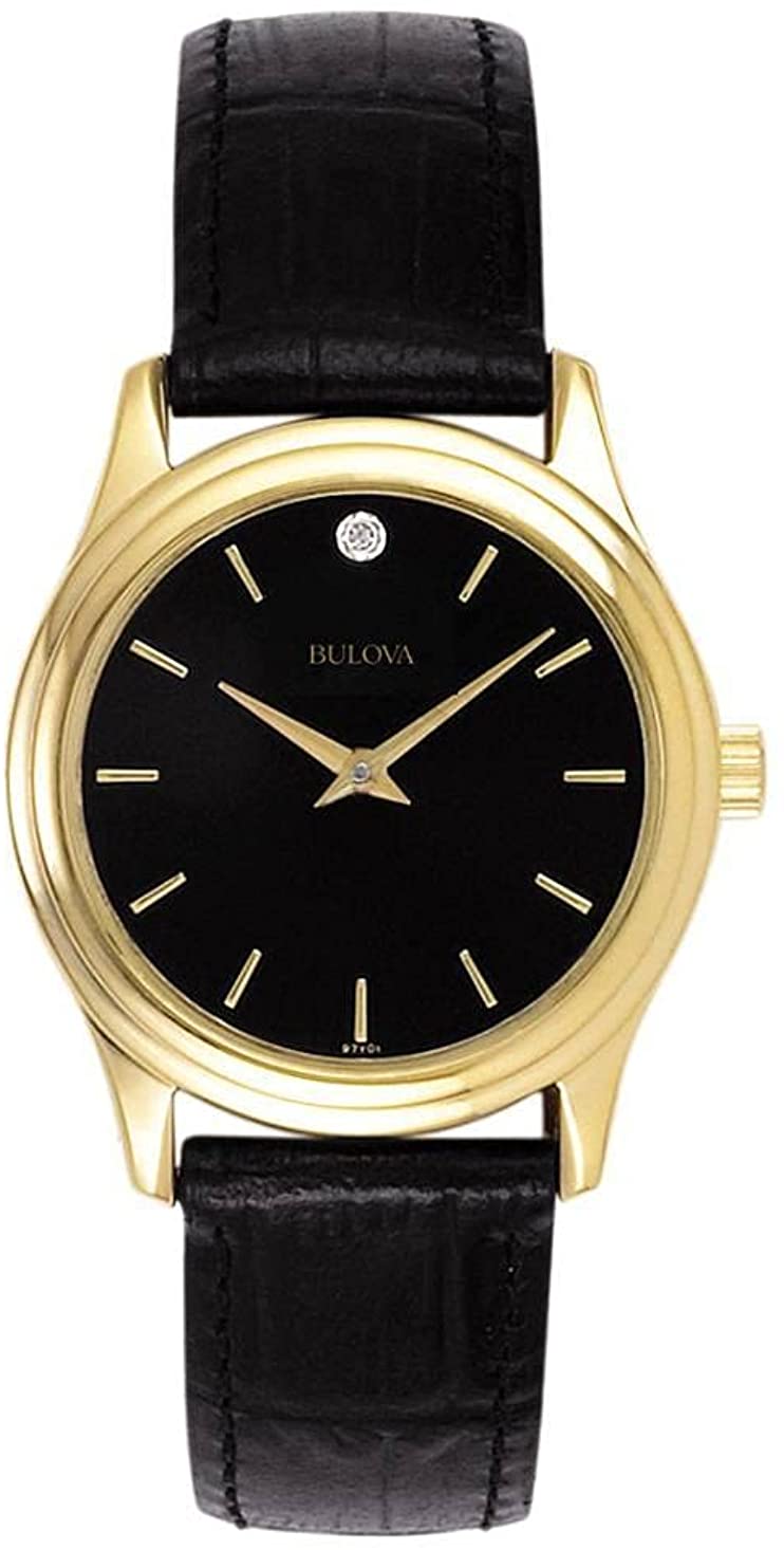 Bulova Gold-Tone Leather Ladies Watch 97Y01