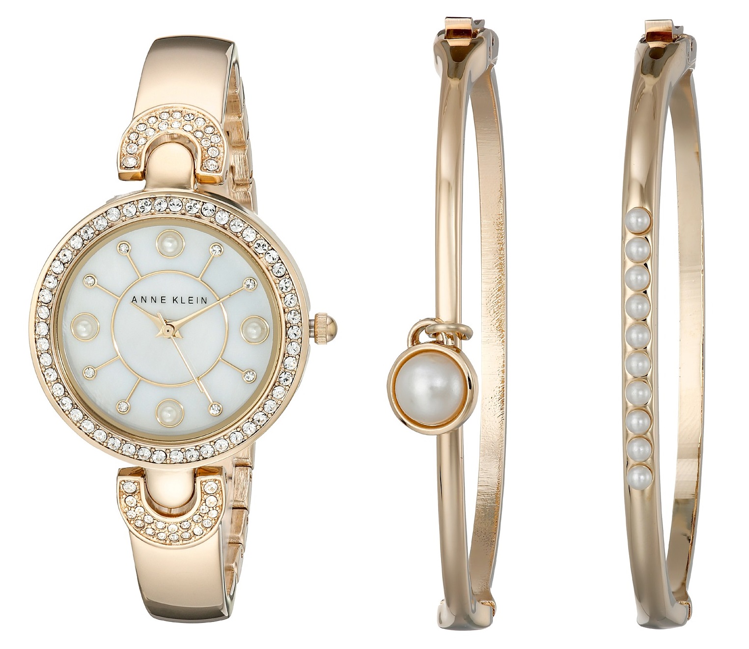 Anne Klein Gold-Tone Bangle and Ladies Watch AK-1960GBST
