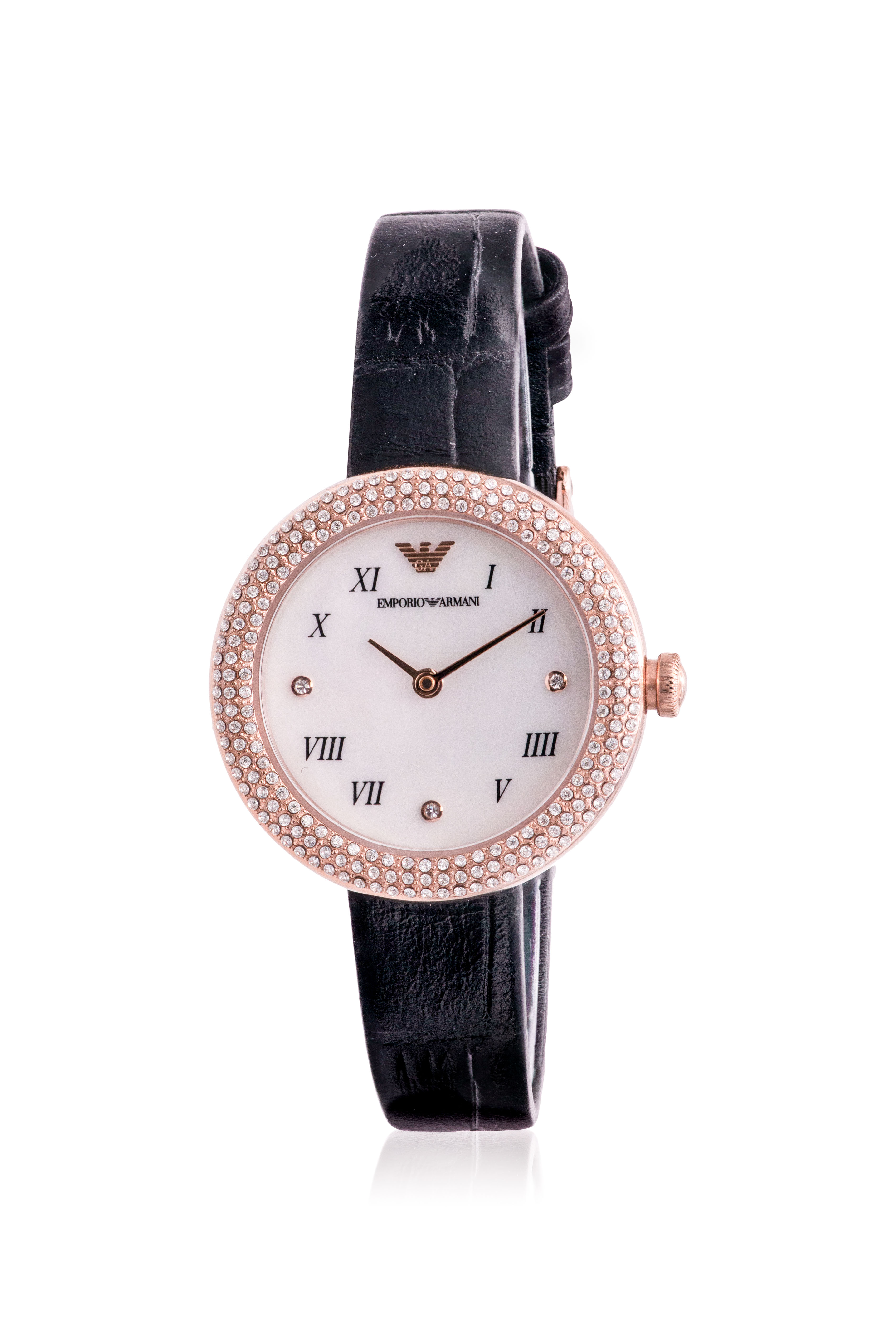 Emporio Armani Rose Gold-Tone Leather Ladies Watch AR11356