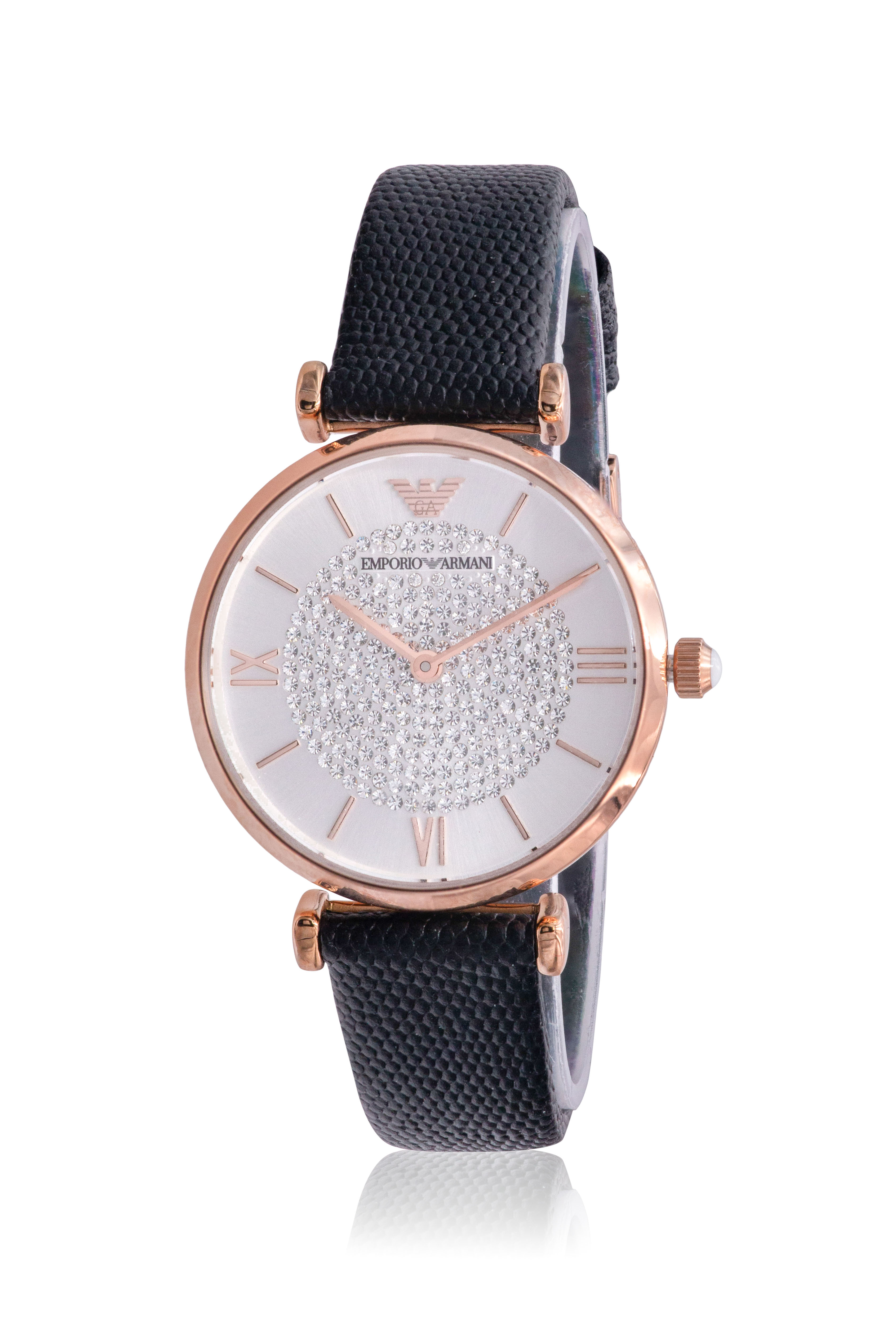 Emporio Armani Rose Gold-Tone Leather Ladies Watch AR11387