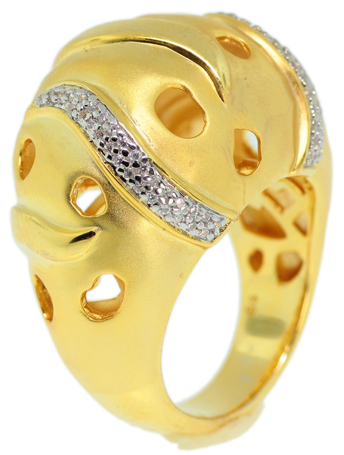 925 Sterling Silver Gold Plated Micro Pave CZ Ring - FNCDLS02