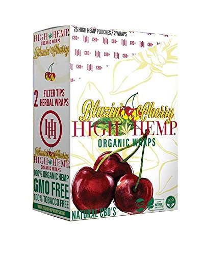 High Hemp 25 Count Blazin Cherry of Organic Wraps - Tobacco Free - Vegan - Non-GMO