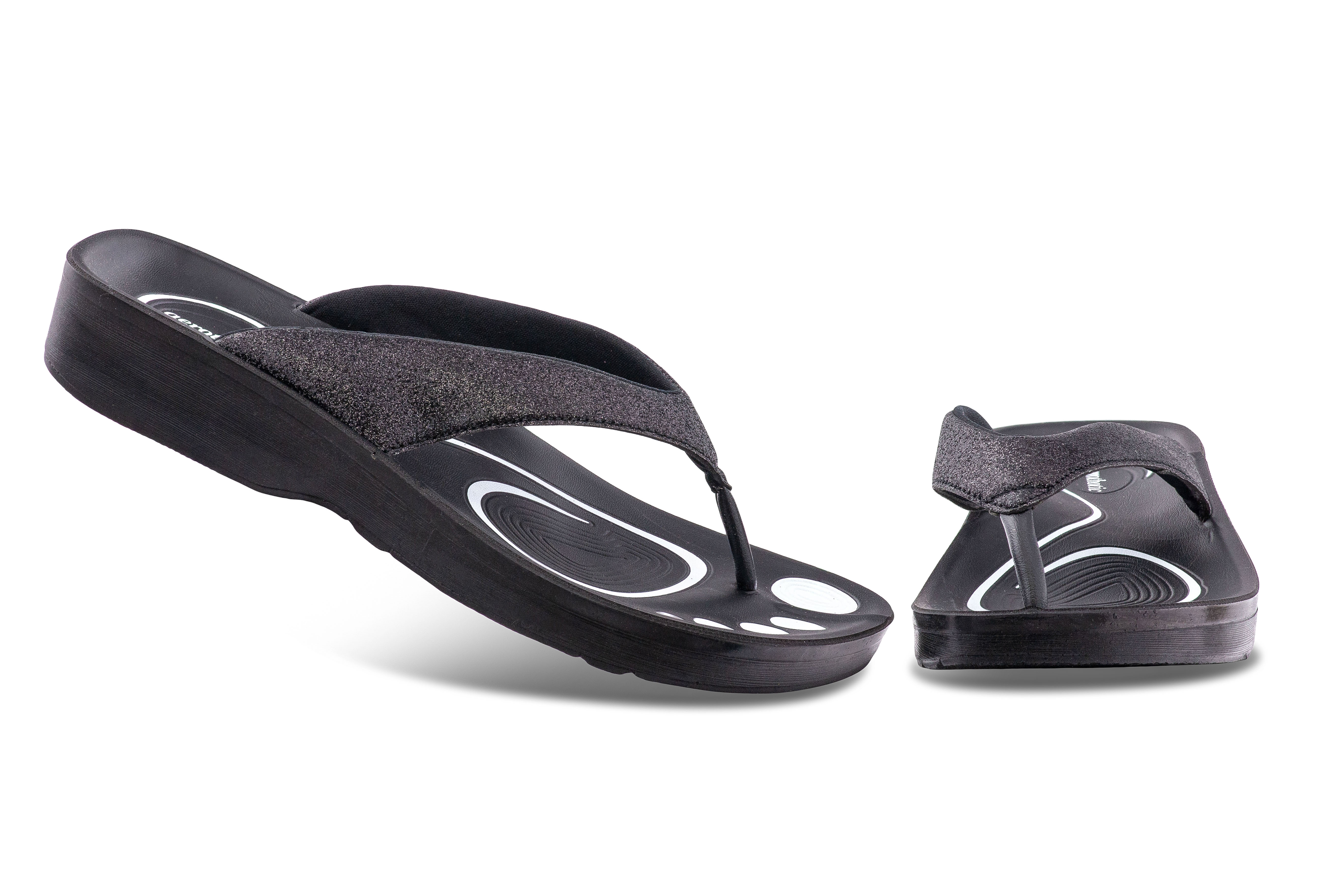 AEROTHOTIC Womens Comfortable Orthotic Flip-Flops Sandal - Crystal Black - 10