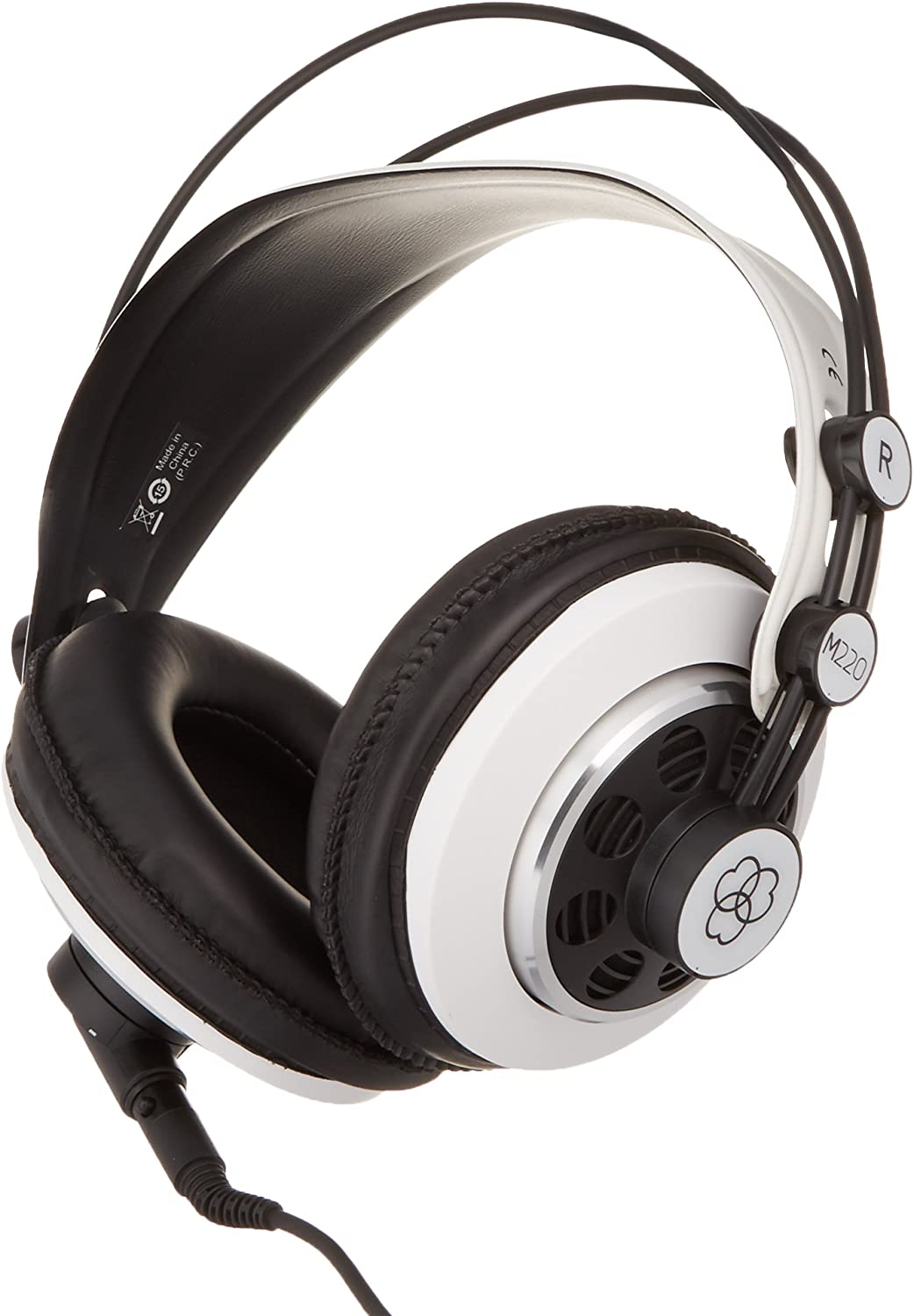 AKG M220 Pro Stylist Professional Large Diaphragm DJ Semi-Open High Definition Over-Ear Studio Headphones - White