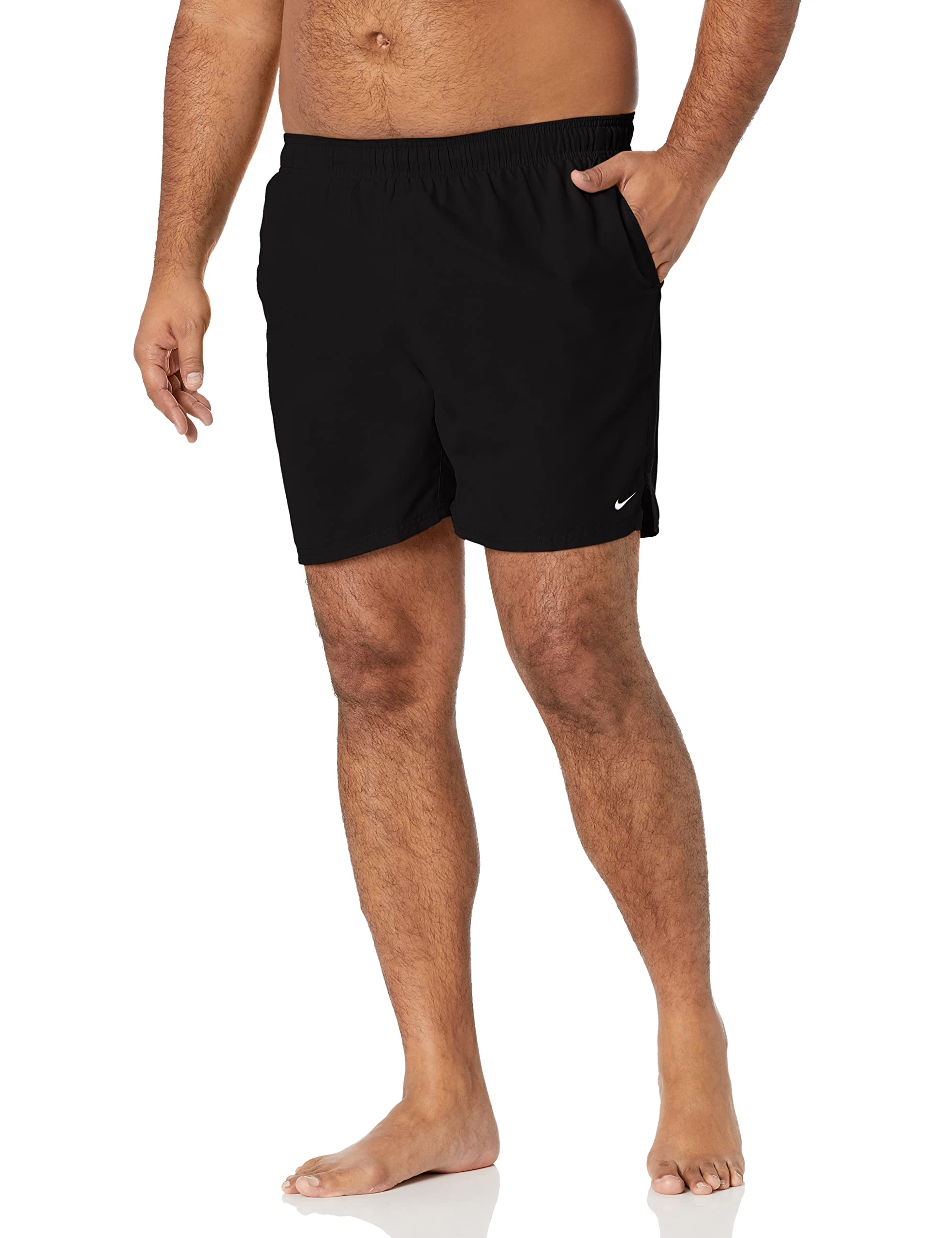 Nike Mens Solid Lap 7 Inch Volley Short Swim Trunk - Black White - XL