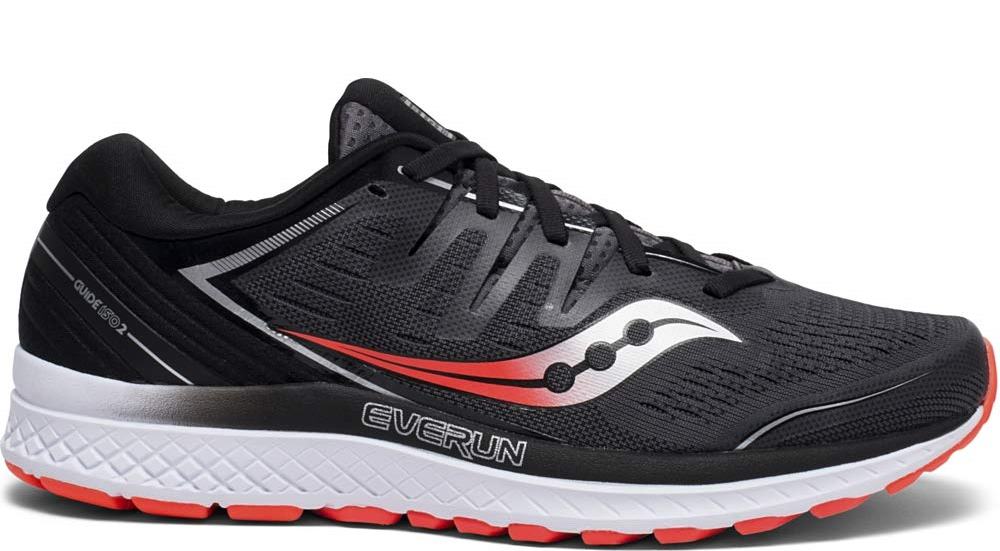 Saucony Mens Guide ISO 2 Road Running Shoe Sneaker - Black/Grey - Size 8