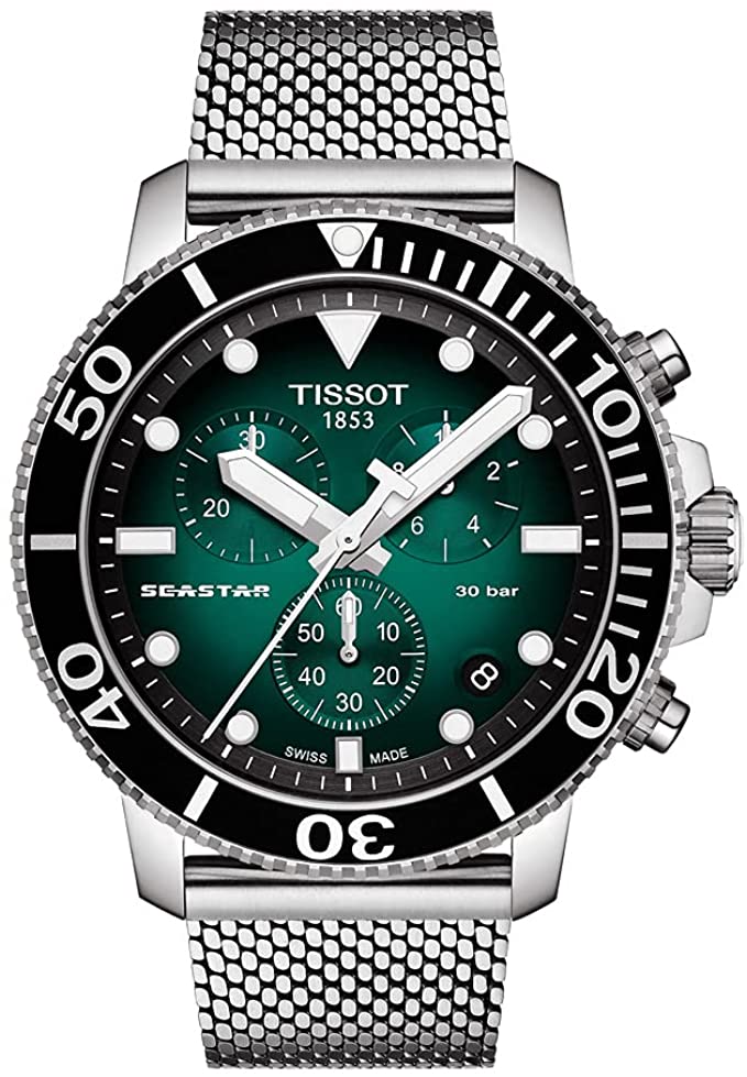 Tissot Seastar Stainless Steel Mesh Chronograph Mens Watch T1204171109100