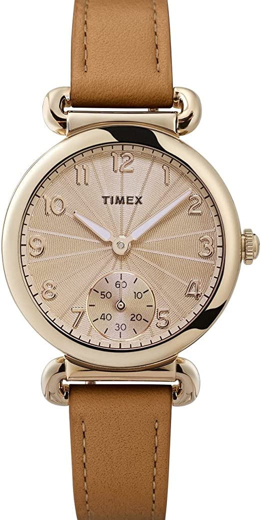 Timex Womens Model 23 33mm Gold-tone Case Tan Leather Strap