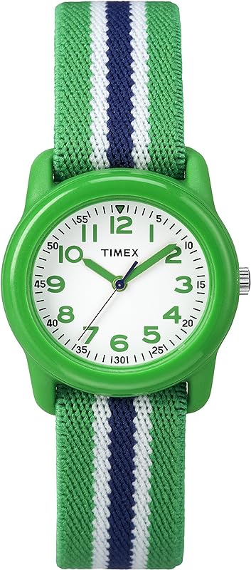 Timex Time Machines Green/Blue Stripes Elastic Fabric Boys Watch TW7C06000