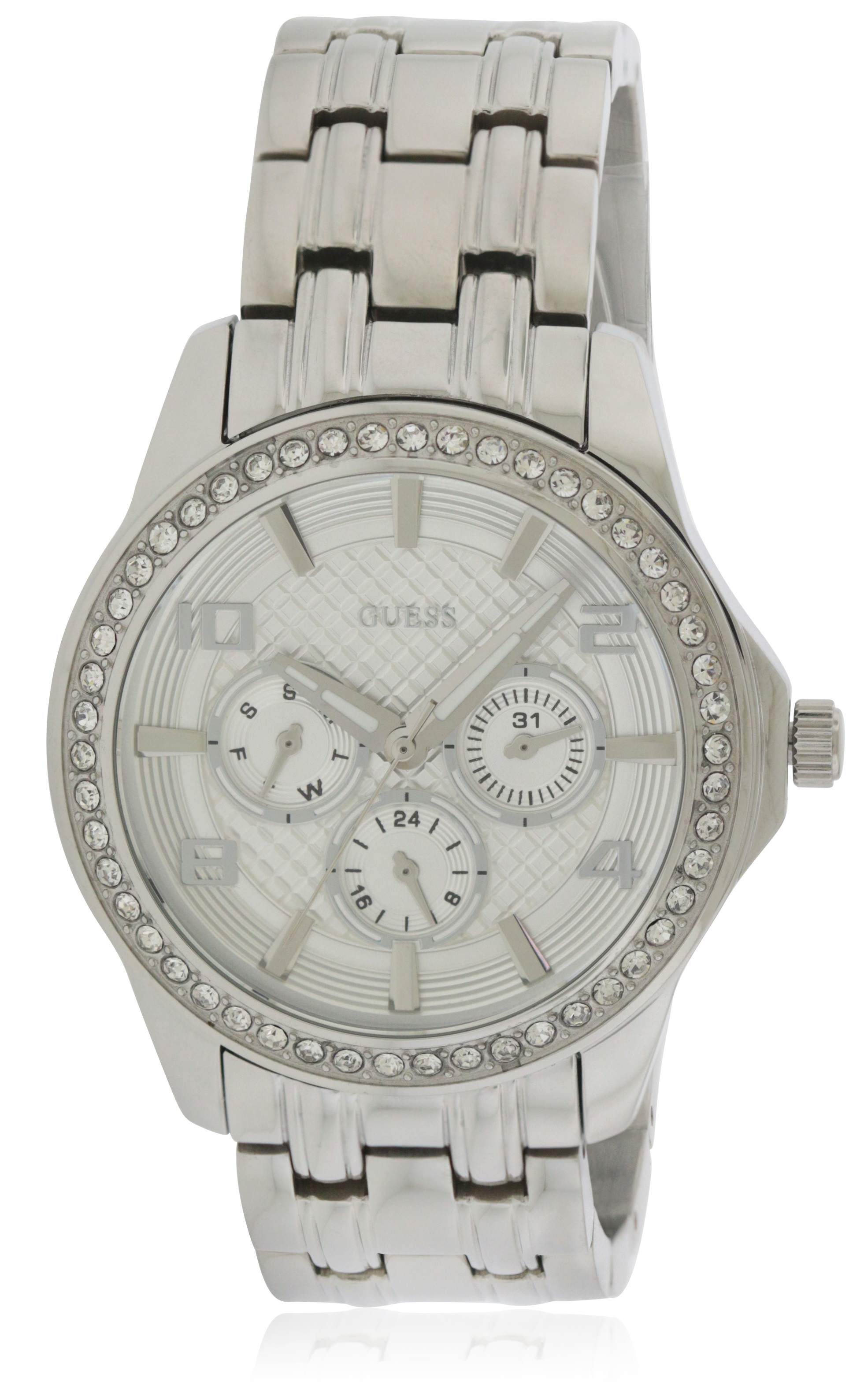 GUESS Silver-Tone Polished Glamour Ladies Watch U0147L1