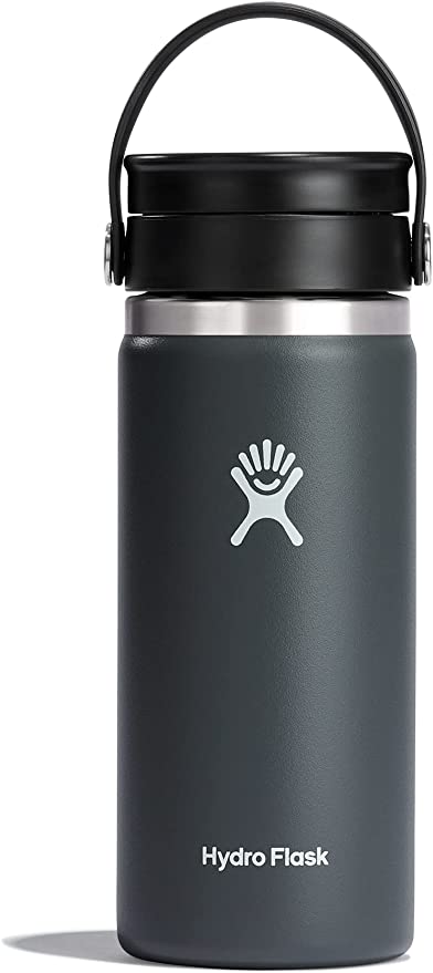 Hydro Flask Wide Mouth with Flex Sip Lid - Insulated 16 Oz Water Bottle Travel Cup Coffee Mug - Stone