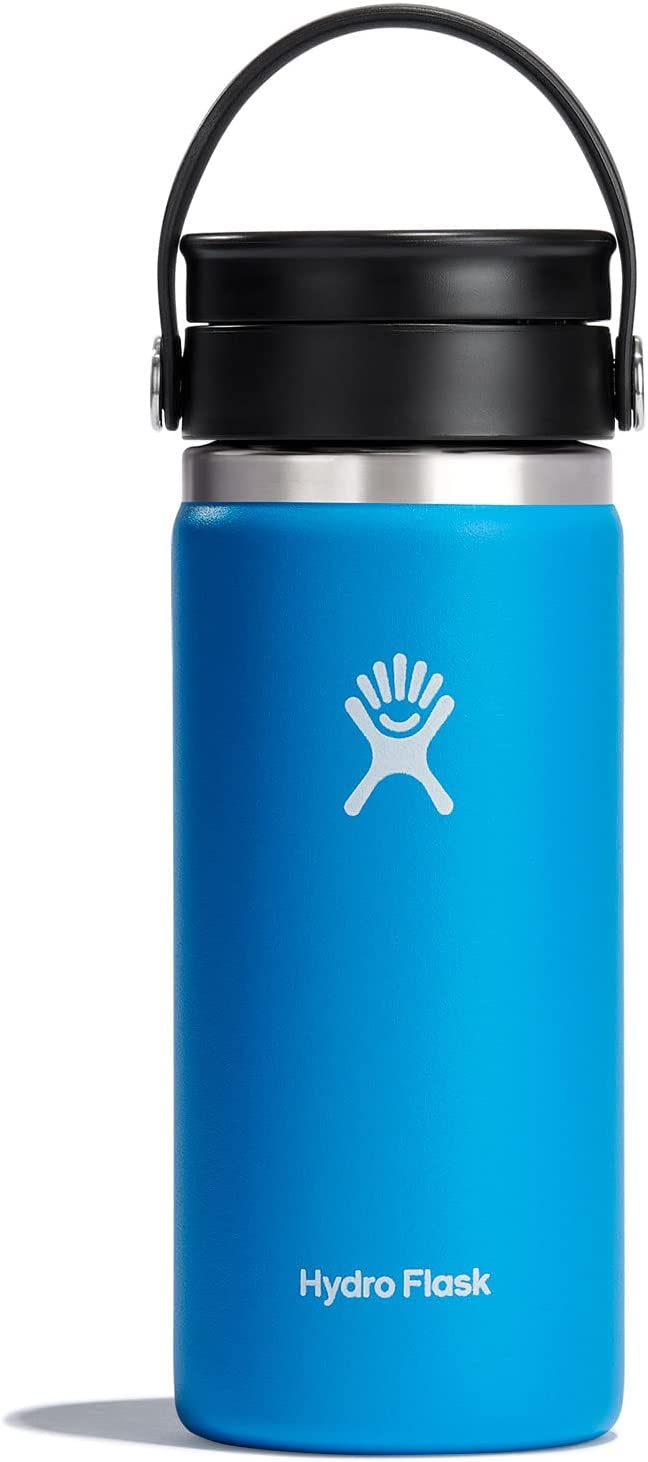 Hydro Flask Wide Mouth with Flex Sip Lid - Insulated 16 Oz Water Bottle Travel Cup Coffee Mug - Pacific