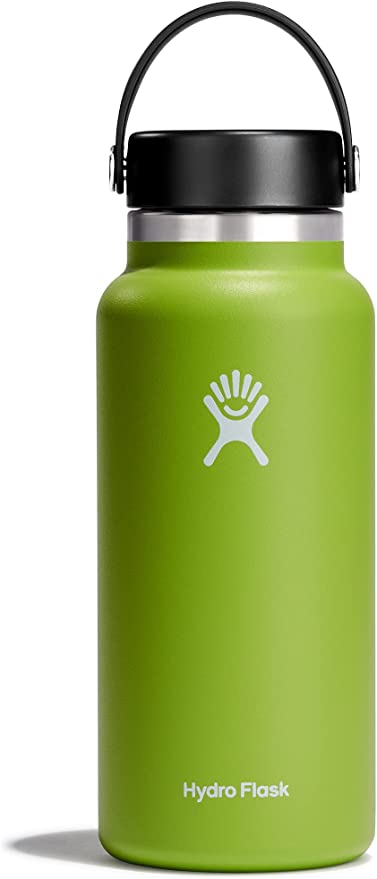 Hydro Flask 32 oz Vacuum Insulated Stainless Steel Water Bottle Flask - Flex Cap with Strap - Wide Mouth - Seagrass