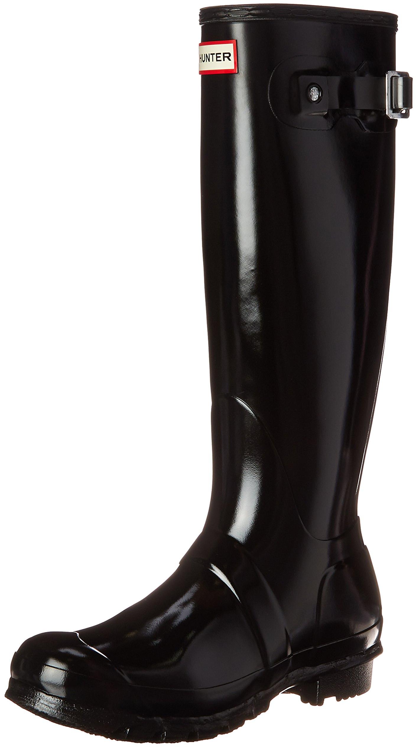 Hunter Womens Original Tall Gloss Rain Boots - Black - Size 8