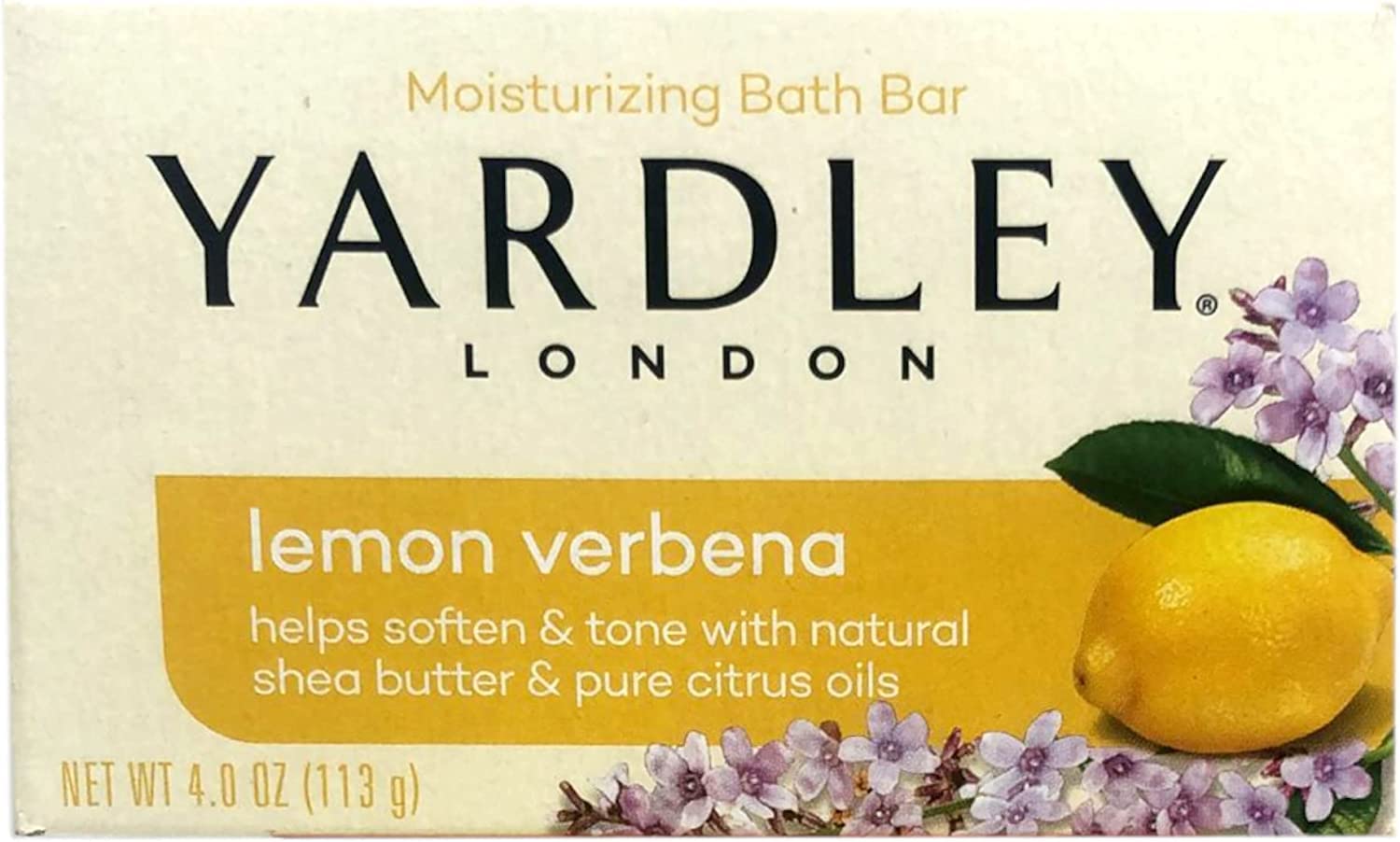 Yardley Lemon Verbena with Shea Butter Bar Soap 4.0 Oz (Pack of 4)