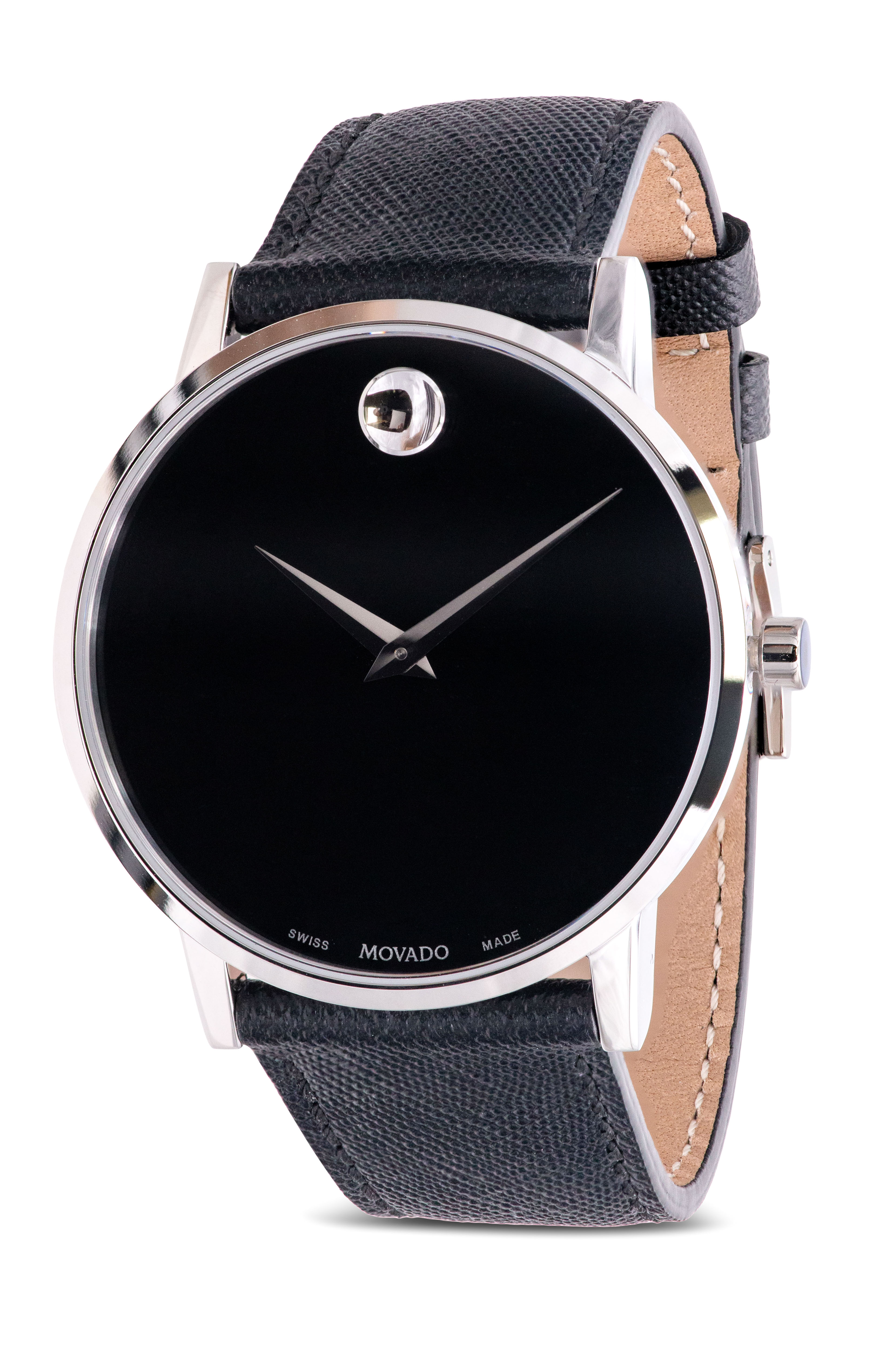 Movado Museum Classic Black Dial Black Leather Mens Watch 0607194