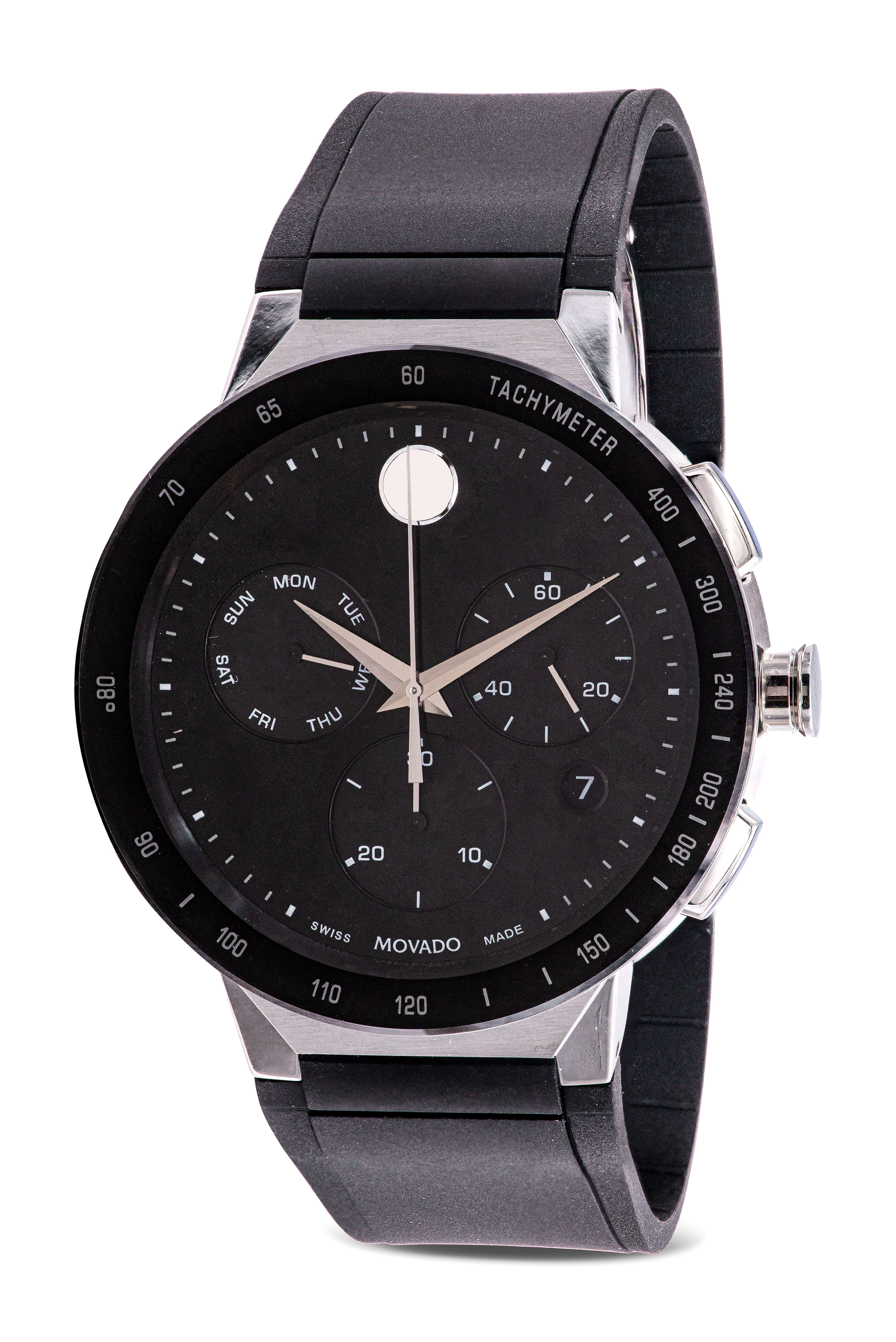 Movado Sapphire Chronograph Rubber Mens Watch 0607240