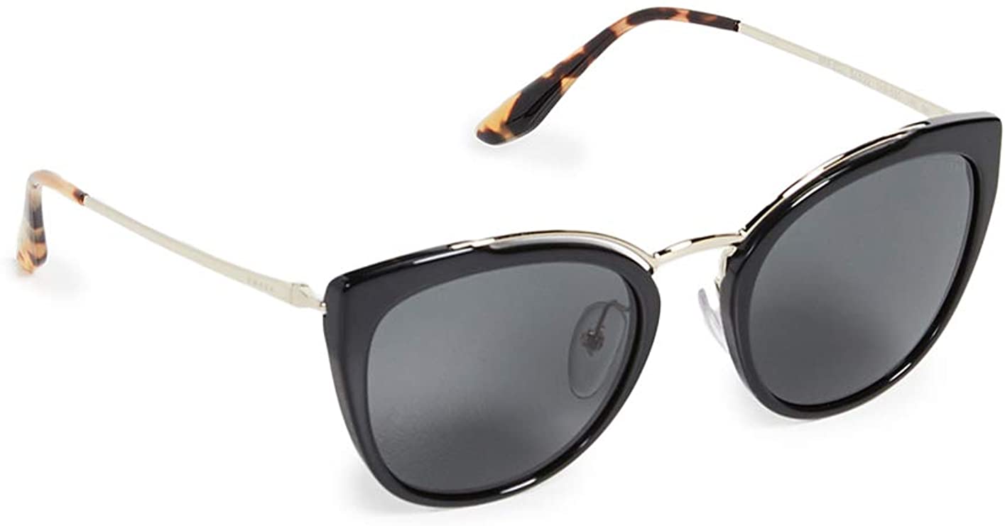 Prada Conceptual PR 20US 1AB5S0 Pale Gold Black Plastic Cat-Eye Grey Sunglasses