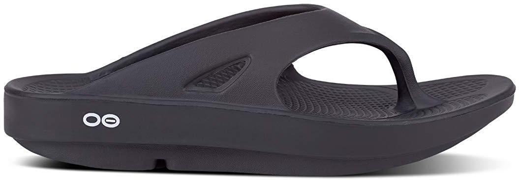 OOFOS Unisex Original Thong Flip Flop Sandal - Black - M5/W7
