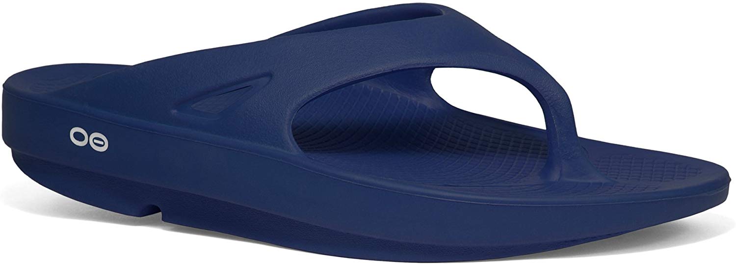 OOFOS Unisex Original Thong Flip Flop Sandal - Navy - M6/W8