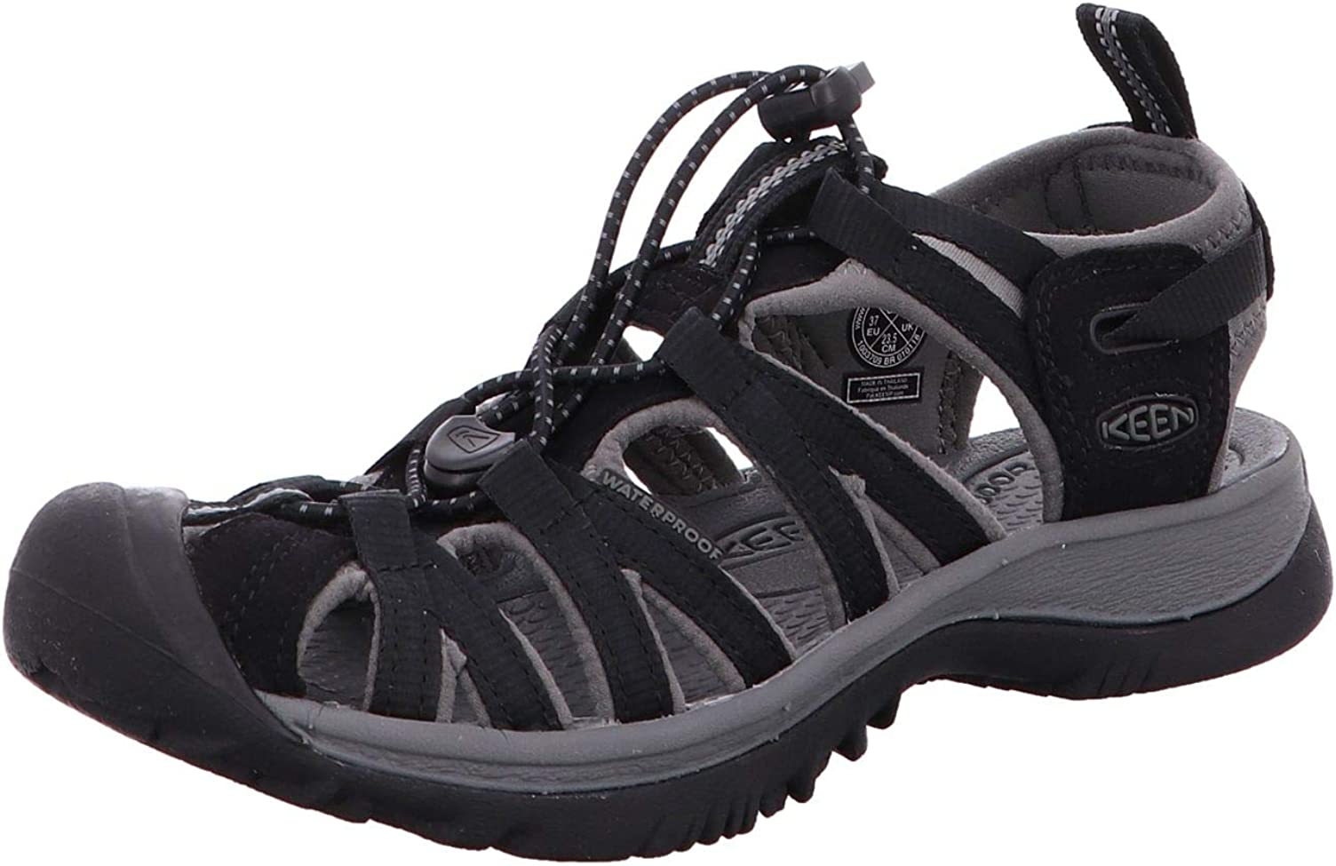 KEEN Womens Whisper Closed Toe Sport Sandals - Black/Gargoyle - 10