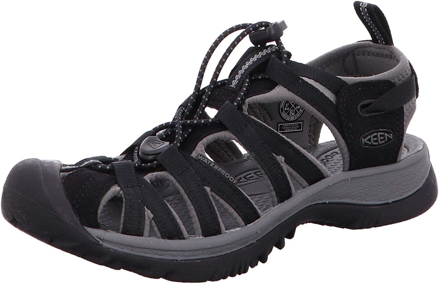 KEEN Womens Whisper Closed Toe Sport Sandals - Black/Gargoyle - 11