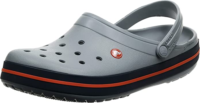 Crocs Unisex Crocband Clogs - Light Grey/Navy - M7W9