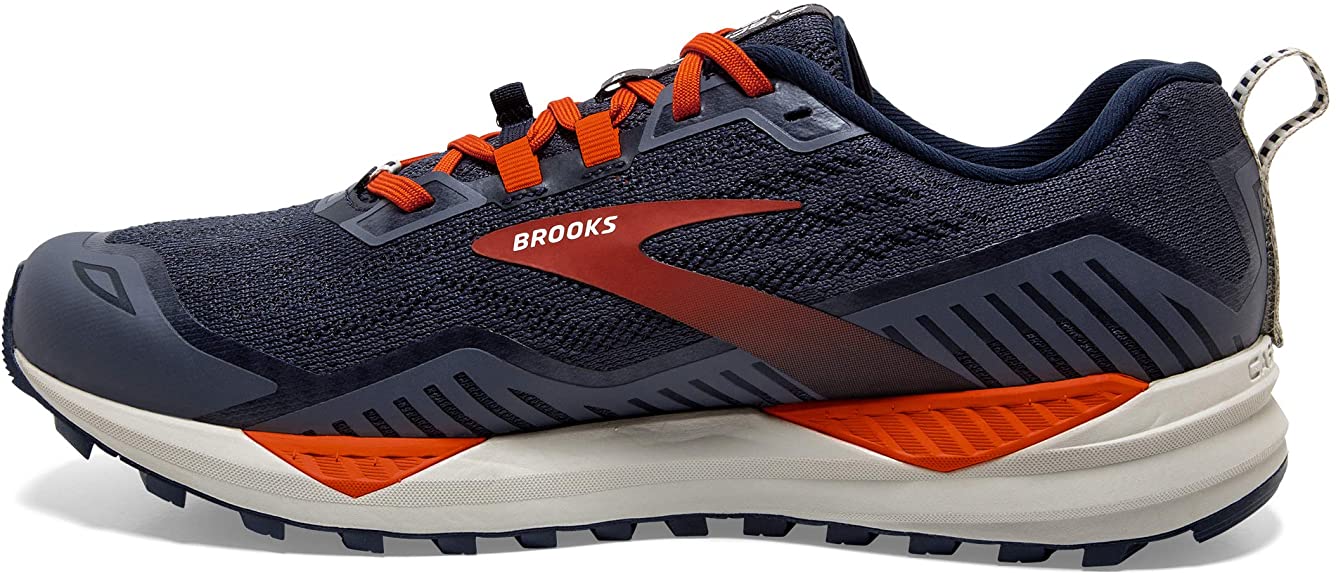 Brooks Mens Cascadia 15 Trail Running Shoe - Navy/Orange/Pelican - 9.5