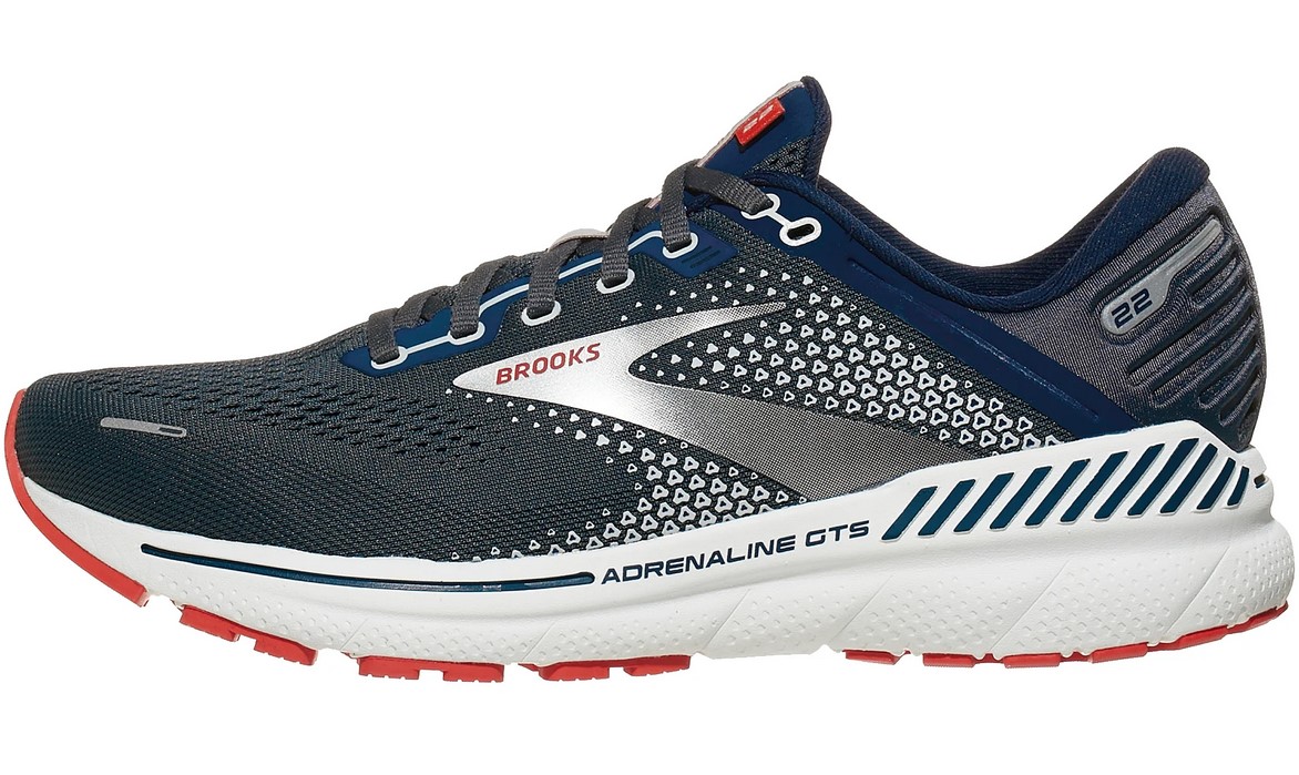 Brooks Adrenaline GTS 22 Mens Road-Running Shoes - Peacoat/India Ink/Grenadine - 10.5