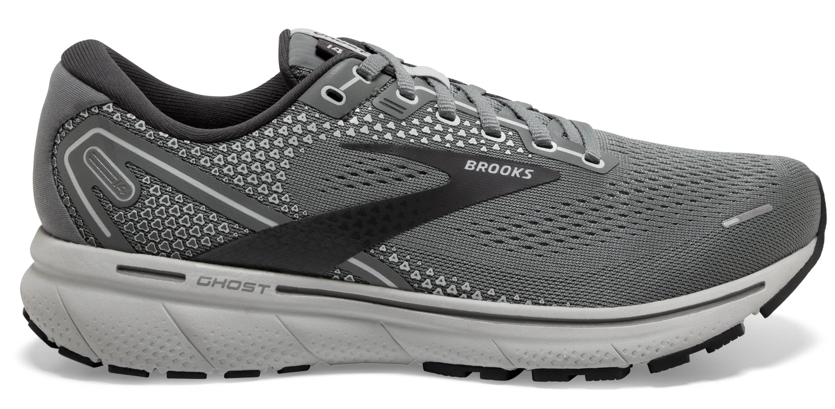 Brooks Ghost 14 Mens Road-Running Shoes - Grey/Alloy/Oyster - 10