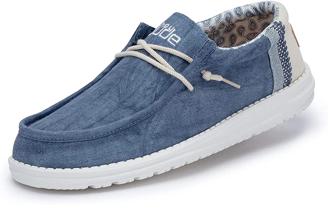 Hey Dude WOMENS WALLY LINEN Shoes - NATURAL BLUE - 12