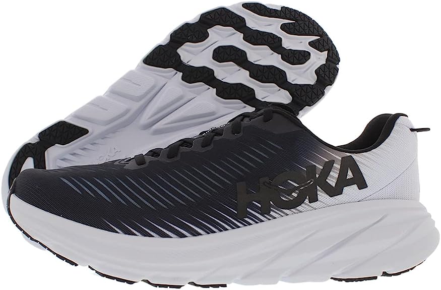 HOKA ONE Rincon 3 Mens Running Shoes - Black/White - 9.5