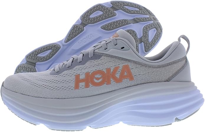 HOKA ONE Bondi 8 Womens Running Shoes - Harbor Mist/Lunar Rock - 9.5